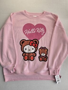 Sanrio Pink Hello Kitty Teddy Bear Sweatshirt - Juniors Size S - NWT